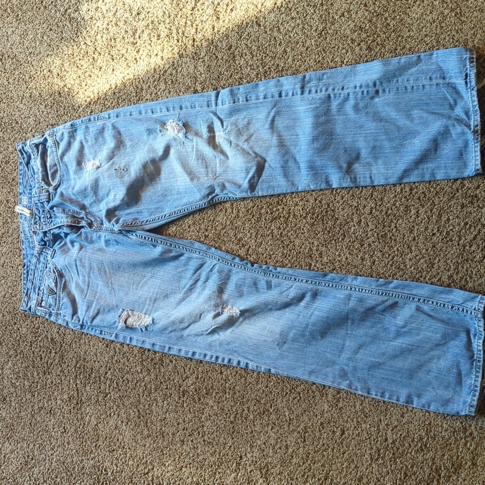 Men's Guess Bootcut Jeans Size 32x32 Desmond Relaxed Fit Lightwash